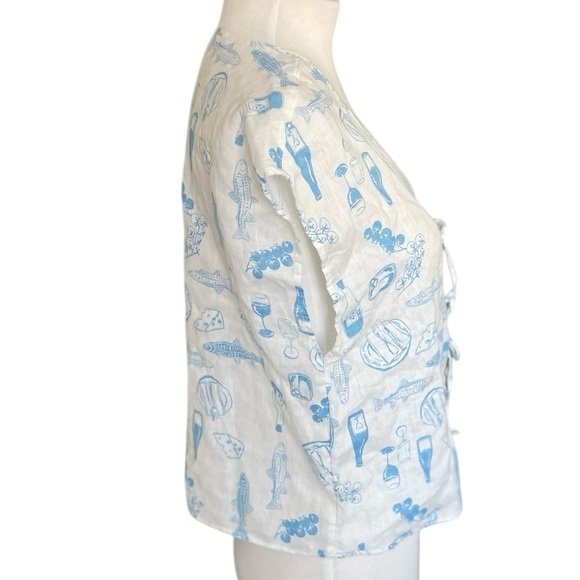 Cynthia Rowley Linen Blue and White Botanical Print Size M NWOT - Picture 6 of 8